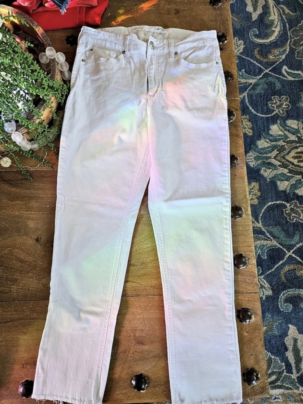 Seven7 White Straight Leg Jeans Waist 12